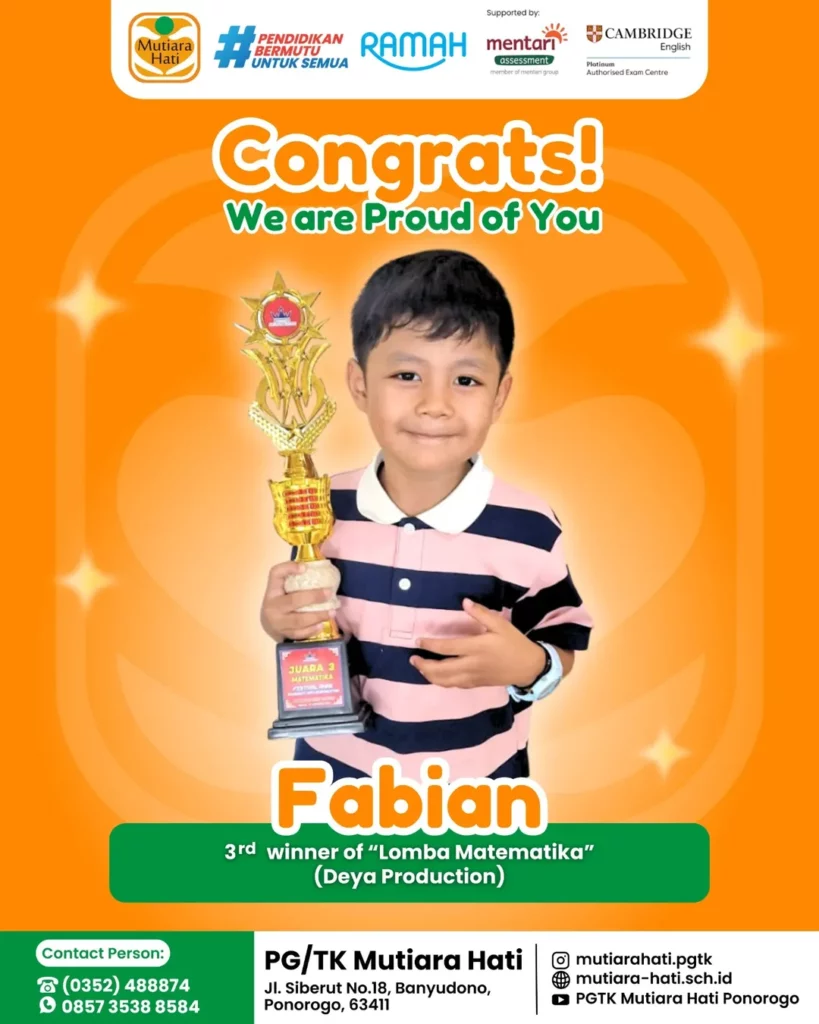 Congratulation FABIAN Peraih 3rd Winner of Lomba Matematika (Deya Production)