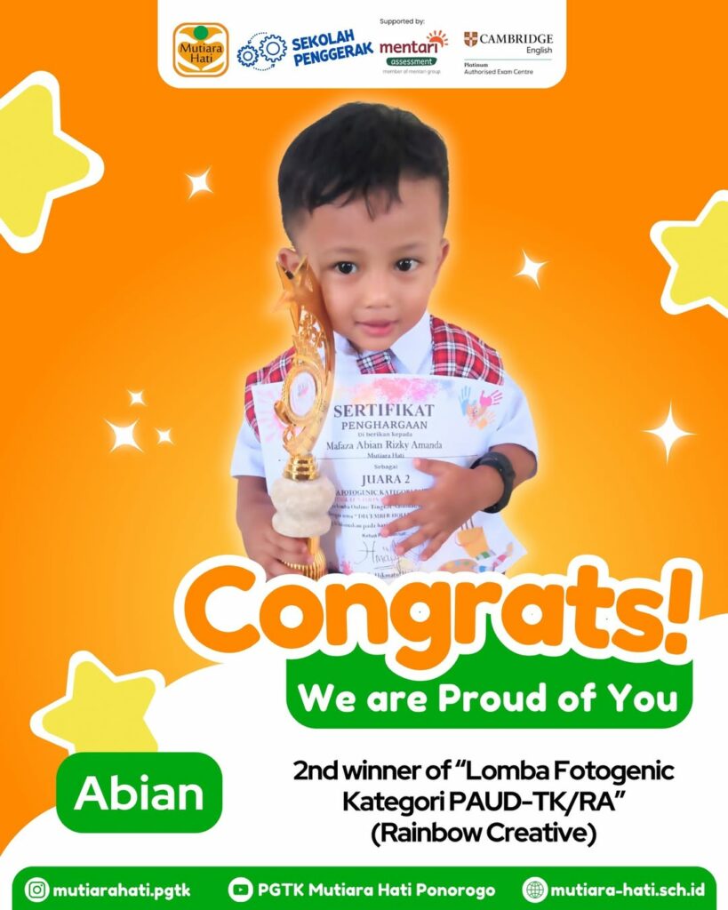 Abian 2nd winner of Lomba Fotogenic Kategori PAUD-TKRA (Rainbow Creative)