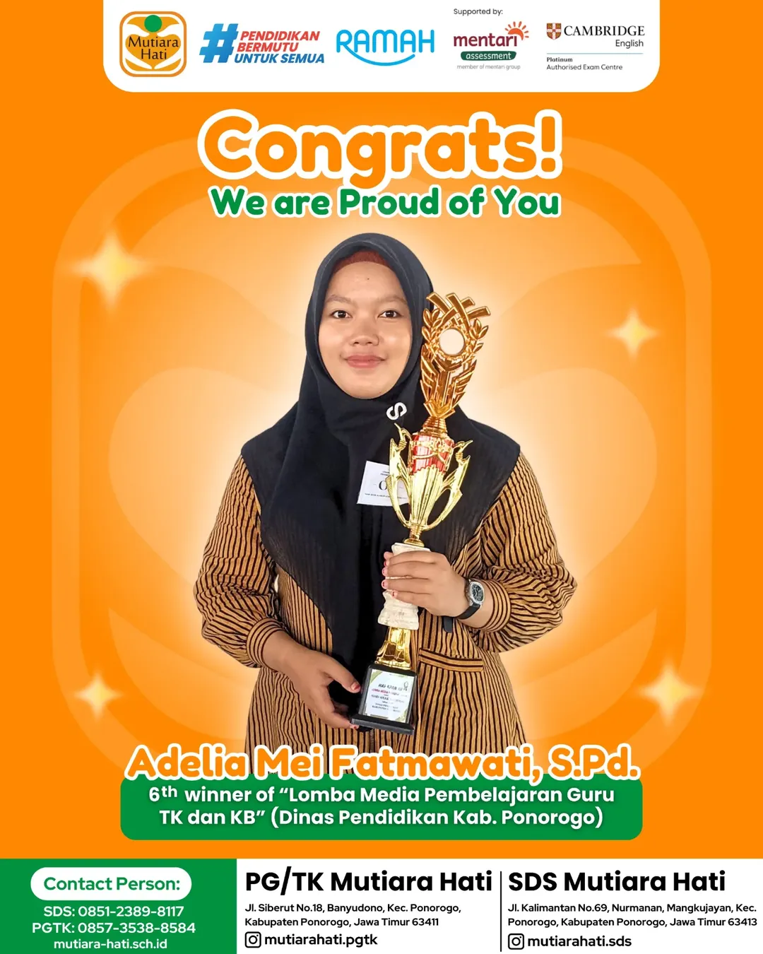 Congratulation Adelia Mei Fatmawati, S.Pd