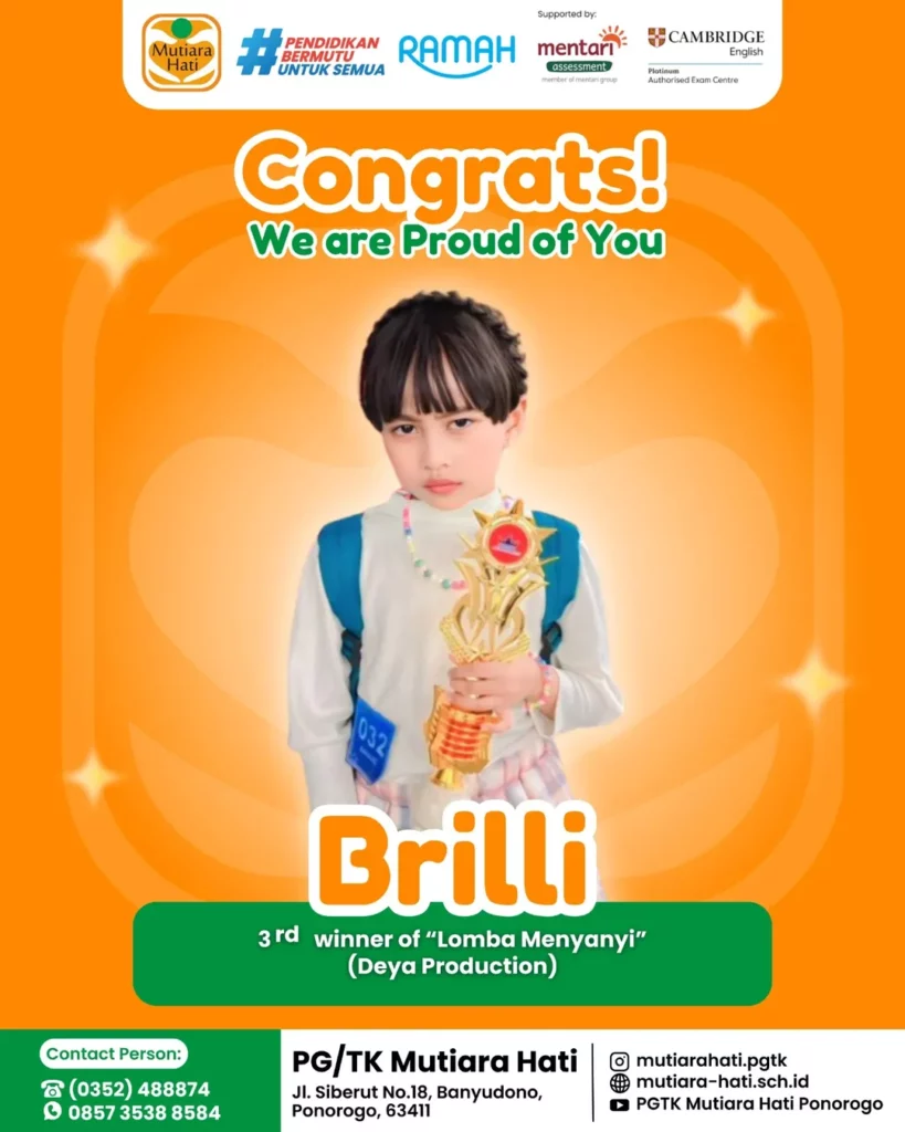 Congratulation BRILLI Peraih 3rd Winner of Lomba Menyanyi (DeyaProduction)