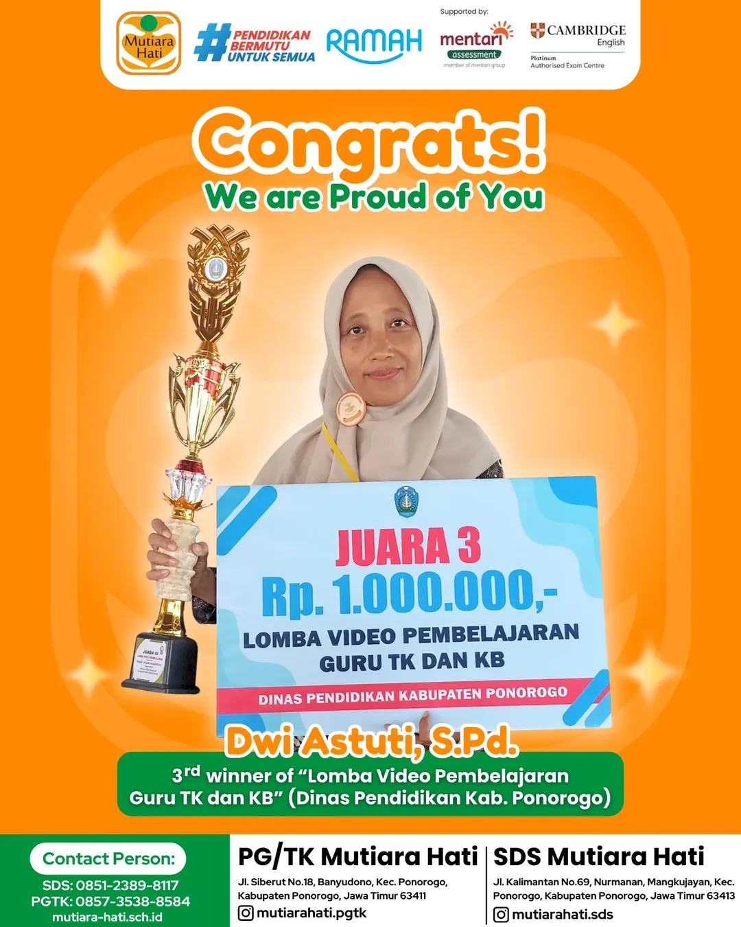 Congratulation Dwi Astuti, S.Pd