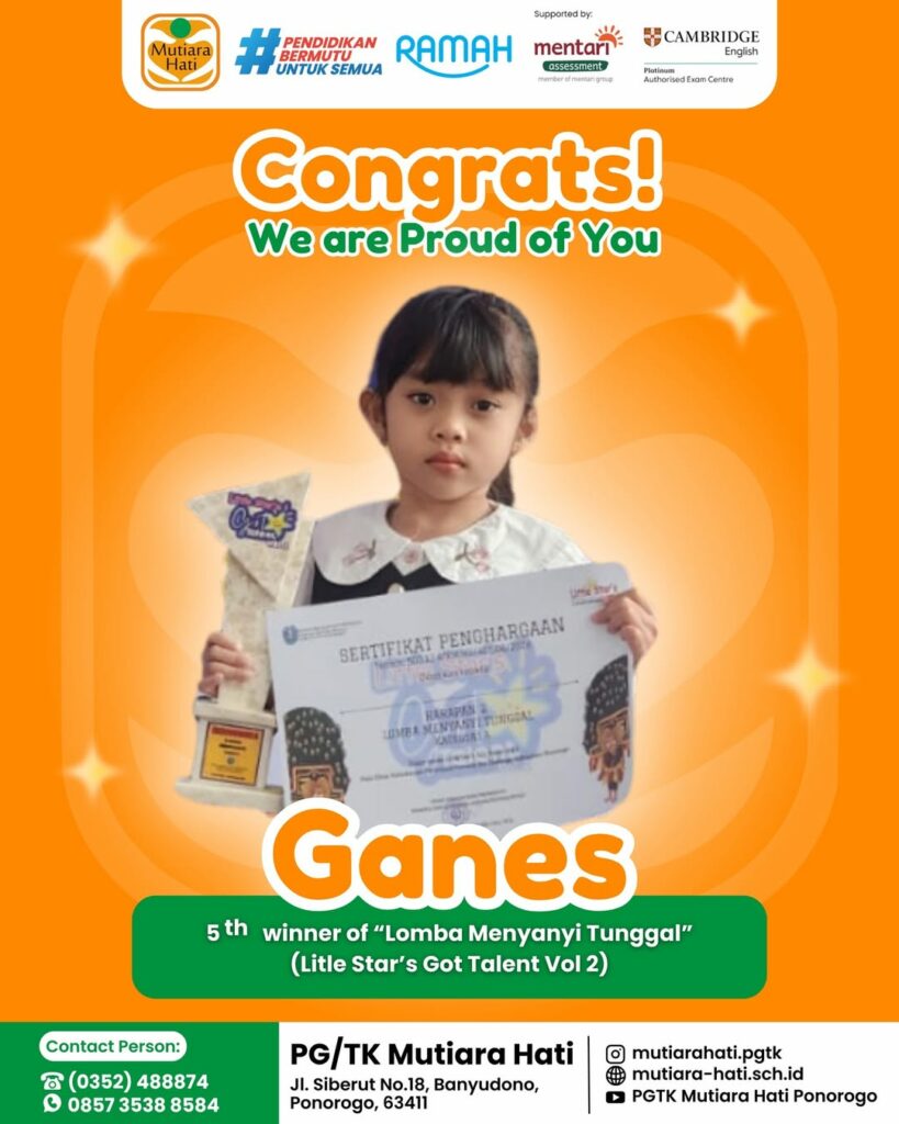 Congratulation GANES 5th Winner of Lomba Menyanyi Tunggal (Little Star Got Talent)